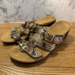 Vionic Orthotic Radia Wedge Sandals Faux Snakeskin Open Tie Size 6